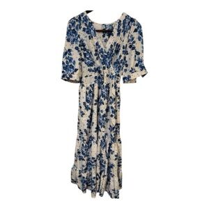 Chicwish White and Blue Floral Maxi Dress